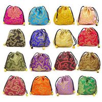 Honbay 16PCS Silk Brocade Drawstring Jewelry Pouches Coin Purses Gift Bags
