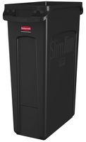 Rubbermaid Commercial Products Slim Jim Plastic Rectangular Trash/Garbage Can With Venting Channels, 23 Gallon, Black (Fg354060Bla)