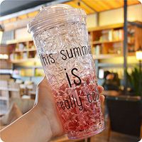MIRUIKE Summer Ice Cup with Straws Gel Frosty Freezer Plastic Mug for Beer,juice,milkshakes and More Beverage