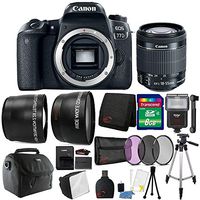 Canon EOS 77D 24.2MP Digital SLR Camera 18-55mm Lens SF-4000 Flash and 8GB Accessory Bundle