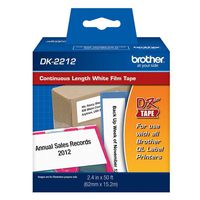 Brother Genuine DK-2212 Continuous Length Black on White Film Tape for Brother QL Label Printers, 2.4" x 50' (62mm x 15.2M), 1 Roll per Box, DK2212, Pack of 4