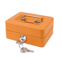 XY-Firestar Cash Box with Slot for Kids Small Cash Box with Money Tray and Key Lock Mini Lock Box with Slot for Money 4.9" x 3.7" x 2.4" Orange