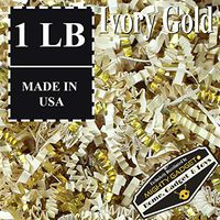 Mighty Gadget (R) 1 LB Premium Ivory Gold Metallic Mix Crinkle Cut Paper Shred Filler for Gift Wrapping & Basket Filling