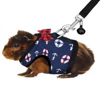 RYPET Guinea Pig Leash and Harness - Navy Style Small Pet Harness with Safe Bell, No Pull Comfort Padded Vest for Guinea Pigs, Ferret, Chinchilla and Similar Small Animals