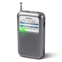 PRUNUS DE333 AM/FM Portable Transistor Radio Mini Pocket Radio, Tuning Knob with Signal Indicator, AAA Battery Operated(Silver)