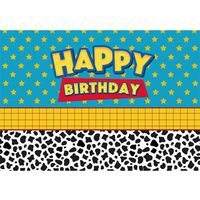 Allenjoy 8x6ft Happy Birthday Toy Backdrop Boys Girls Kids Cartoon Story Banner Happy 1st First Birthday Party Photography Background for Children Newborn Baby Cake Dessert Table Decors Photo Booth