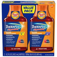 Theraflu ExpressMax Daytime/Nighttime Severe Cold & Cough Relief Syrups, Berry Flavor, 8.3 oz (Combo Pack)