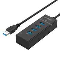 ORICO Mini Portable 4 Port USB3.0 Hub with 1Ft. USB Cable for iPhone Sumsung Mac Windows Tablet PC Laptop - Black