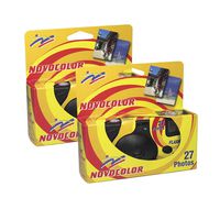 Novocolor - Disposable Cameras with Flash (27 Exposures with Flash) Pack of 2