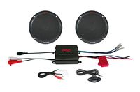 Pyle Marine Receiver Speaker Kit - 2-Channel Amplifier w/ 6.5" Speakers (2) Waterproof Poly Bag 3.5mm Jack RCA Adaptor for MP3/iPod & Volume Gain Remote Control & Power Protection Circuitry - PLMRKT2B