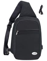 Anti-theft Sling Bag - Crossbody Backpack for Women & Men Travel Bag School Shoulder Backpack with USB Charging Port, Water Resistant Students Men Women Chest Day Bag Black