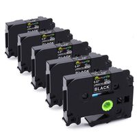 Replacement for Brother TZe-335 Tze 335 White on Black 12 mm Label Tape, compatible with Brother P-touch PT-D200 PTD400 PTH110 PT-2030 PT-1010 PT-1880, 1/2 Inch x 26.2 Feet Each Laminated Tape, 5-Pack