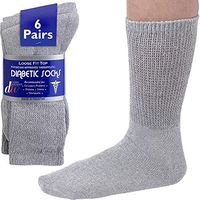 Diabetic Socks Mens Cotton 6-Pack Crew Grey By DEBRA WEITZNER