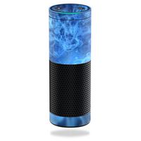 MightySkins Skin Compatible with Amazon Echo - Blue Mystic Flames | Protective, Durable, and Unique Vinyl Decal wrap Cover | Easy to Apply, Remove, and Change Styles | Made in The USA