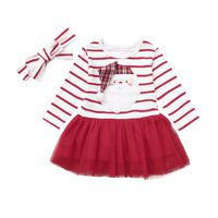 Hattfart Baby Girls Christmas Outfit Xmas Newborn Infant Cartoon Sant Striped Tutu Dress Outfits (80, Red)