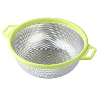 Stainless Steel Colander With Handle and Legs, Large Metal Green Strainer for Pasta, Spaghetti, Berry, Veggies, Fruits, Noodles, Salads, 5-quart 10.5" Kitchen Food Mesh Colander, Dishwasher Safe