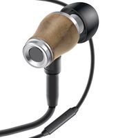 GOgroove AudiOHM WD Wood Earbuds in-Ear Headphones with Microphone - Real Walnut Wood Housings, Noise Isolating & Ergonomic Design, Durable Braided Cable & in-Line Playback Controls (Light Finish)