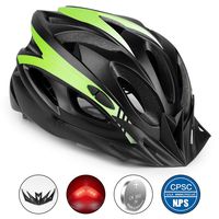 Tai Koo Adult Bike Helmet, CPSC Certified Cycle Helmet for Adults Men/Women, Adjustable Size Road Cycling Bicycle Helmet with Detachable Visor/Rear Light/Reflective Strap - Black Green