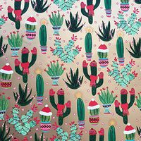 Jillson & Roberts Bulk Gift Wrap, Christmas Cactus, 1/4 Ream 208' x 30"