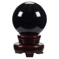 Juvale Black Obsidian Crystal Ball - Crystal Sphere with Stand, Divination Sphere, Perfect for Meditation and Healing, Feng Shui Crystals, Black, 4.5 x 3.1 x 3.1 Inches