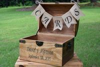 Personalized Wedding Card Box with Engraved Name and Date and Burlap Cards Banner - Wedding Card Box - Rustic Wooden Card Box - Rustic Wedding Card Box - Rustic Weddings