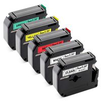 Label KINGDOM Compatible M Tape MK221 MK121 MK421 MK621 MK721, Replacement for Brother P-Touch Label Maker PT-M95 PT-90 PT-70BM PT-65 PT-85, 9mm 3/8 Inch Tape, Multicolor Combo Set, 5-Pack