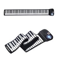 HONEY JOY Roll Up Piano, Portable 88 Key Piano Keyboard, Soft Grade Silicone, Rechargeable Educational Piano with LED Touch Screen, 128 Tones, 128 Rhythms, 15 Demos, Built-in Amplifying Speakers