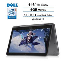 Dell Inspiron 2 in 1 11.6 IN HD LED-Backlit Touchscreen Laptop, Intel Pentium Dual Core N3710 Up to 2.56 GHz, 4GB 1600MHz DDR3L, 500GB 5400 RPM HDD, Win10