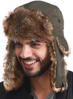 Trapper Hat - Winter Trooper Aviator Earflap Eskimo Hat - Fits Men & Women Army Green