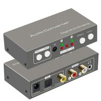 Optical to RCA Adapter Digital S/PDIF to Analog Audio Converter Coax to L/R 3.5mm Stereo Audio Extractor DAC Decoder 192KHz/24bit IR Remote Control Sound Mode Optional