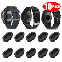 Miimall [10 Pack Black] Compatible Garmin Venu Charger Port Protector, Silicone Anti-dust Plugs Caps Anti Dust Plug for Garmin Instinct/Fenix 6 / 6S / 6X