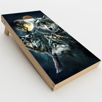 Skin Decal Vinyl Wrap for Cornhole Game Board Bag Toss (2xpcs.) Skins Stickers Cover / 3 Wolves Moonlight