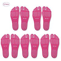 HJJH Barefoot Soles Foot Padding Stickers Insoles Invisible Shoe Water, Barefoot Shoes, Soles Shoes, Non-Slip Waterproof Design, Suitable For Barefoot Beach, 5 Pairs,Red,S