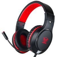Gaming Headset for Xbox One, PS4,Nintendo Switch Bass Surround and Noise Cancelling with Flexible Mic, 3.5mm Wired Adjustable Over-Ear Headphones for Laptop PC iPad Smartphones (Red-Black)