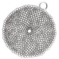 LauKingdom Cast Iron Cleaner, 7"x7" Stainless Steel Cast Iron Cleaner 316L Chainmail Scrubber for Cast Iron Pan, Round