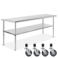 GRIDMANN NSF Stainless Steel Commercial Kitchen Prep & Work Table w/ 4 Casters (Wheels) - 60 in. x 30 in.