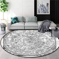 RUGSMAT Constellation Round Rug Kid Carpet,Antique Boreal Study Computer Chair Cushion Base Mat Round Carpet Round-51