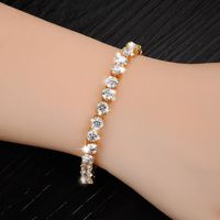 Hemlock Hip Hop Bracelet, Women Men Rhinestone Bracelet Chain Bling Crystal Bracelet (Gold)