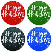 Happy Holidays Envelope Seals - Set of 144 Self-Adhesive, Flat-Sheet, 1-1/2" Sticker Seals