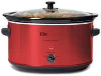 Elite Platinum MST-900R Stainless Steel Slow Cooker, Dishwasher-Safe with Tempered Glass Lid, Cool- Touch Handles, Removable Stoneware Pot, 8.5 Qt, Red