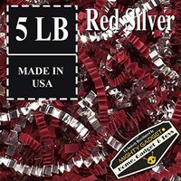 Mighty Gadget (R) 5 LB Red Silver Metallic Crinkle Cut Paper Shred Filler for Gift Wrapping & Basket Filling in a Box (80 oz)