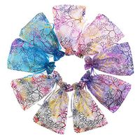 SumDirect 100pcs 5x7inch Mixed Color Coralline Organza Gift Bags, Wedding Favor Party Jewelry Candy Pouches with Drawstring