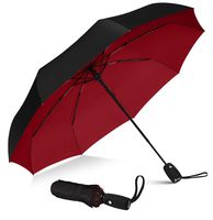 Repel Windproof Travel Umbrella with Teflon Coating (Black Red)
