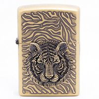 Zippo Tiger Face Crystal Eyes BR Lighter/Genuine Authentic/Original Packing (6 Flints Set Free Gift)