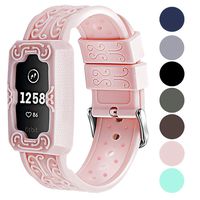 Sports Band for Fitbit Charge 3 Bands and Charge 3 SE Bands, VOMA Adjustable and Breathable Soft Silicone Replacement Accessory Waterproof Wristbands for Women Men Small Large Pink