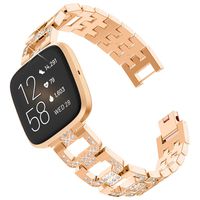 Goton Jewelry Band Compatible for Fitbit Versa 2 Band, Versa Band, Women Fashion Bling Crystal Diamond Rhinestone Stainless Metal Wristband Strap for Fitbit Versa2, Versa, Versa Lite (Rosegold)