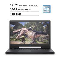 Dell G7 Newest 17.3 Inch FHD 1080P Gaming Laptop - Intel 6-Core i7-9750H up to 4.5GHz, NVIDIA GTX 1660 Ti 6GB, 32GB DDR4 RAM, 1TB SSD, RGB Backlit Keyboard, Bluetooth, HDMI, USB-C, Windows 10