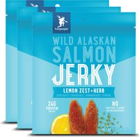Fishpeople Wild Alaskan Salmon Jerky, Lemon Zest + Herb, 2.15 ounce (3 pack), 24g Protein and 900mg Omega-3s per bag, Gluten-free, Antibiotic-free, Non-GMO