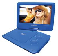 Sylvania 9-Inch Swivel Screen Portable DVD/CD/MP3 Player with 5 Hour Built-In Rechargeable Battery, USB/SD Card Reader, AC/DC Adapter, Blue (Renewed)