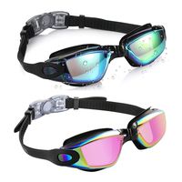 aegend 2 Pack Swim Goggles, Swimming Goggles No Leaking Anti Fog UV Protection Crystal Clear Vision Triathlon Swim Goggles with Free Protection Case for Adult Men Women Youth Teens, 10 Choices